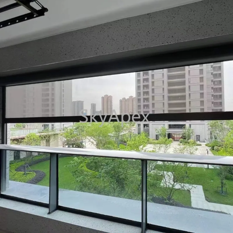 Customizable Motorized Zip Track Roller Blinds Window Windproof Waterproof  Sunshade WeatherResistant HeatInsulating Light Block