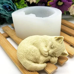 Silicone Cat Mold Sleepy Cat Soap Mold Silicone Mold for Candles Handmade Soap Mold 3D Cat Cartoon Mold Silicone Mold for Soap