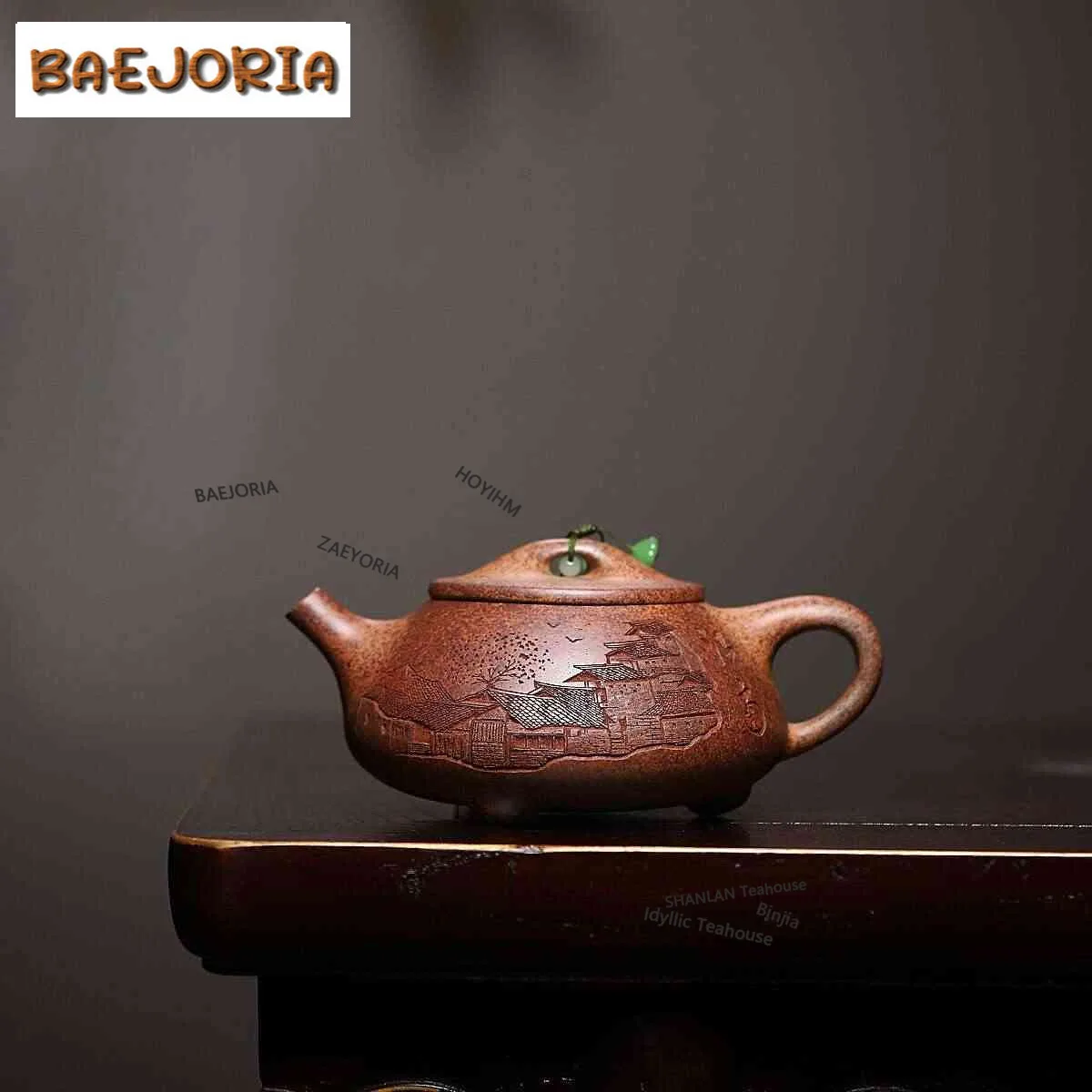 BAEJORIA 450ml Aesthetic Yixing Purple Clay Teapots Handmade Stone Scoop Pot Raw Ore Keel Gold Sand Mud Kettle Zisha Tea Set