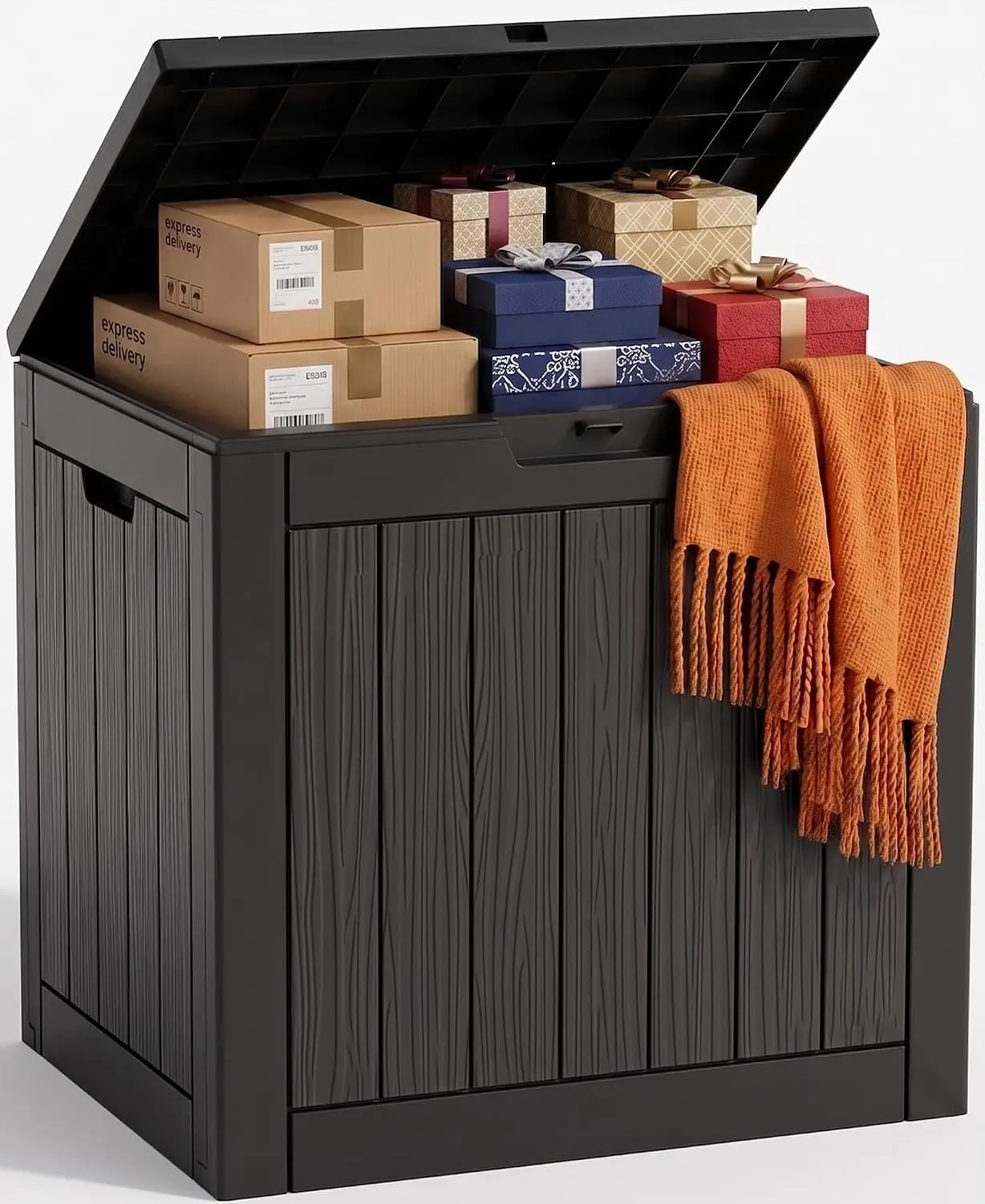 Package Delivery Boxes for Outside, 40 Gallon Outdoor Storage Box | Waterproof & UV Protected, Parcel Drop Box for Porch, Large Deck Box & Patio Storage Bench for Pool,Toy and Deliveries