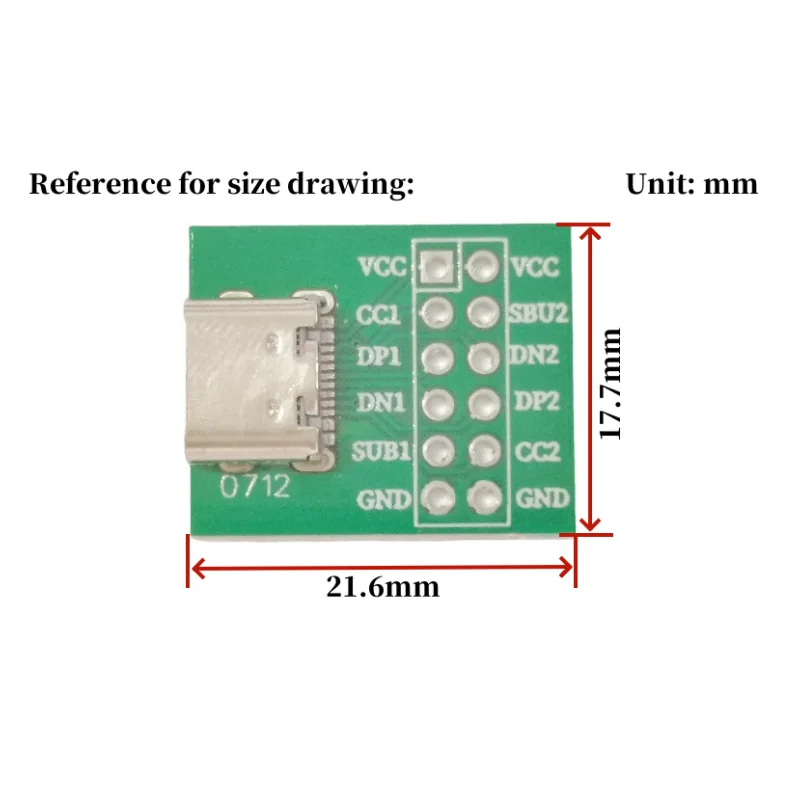 1PCS TYPE-C USB adapter DIP female socket The female connector of the Type-C USB adapter is welded