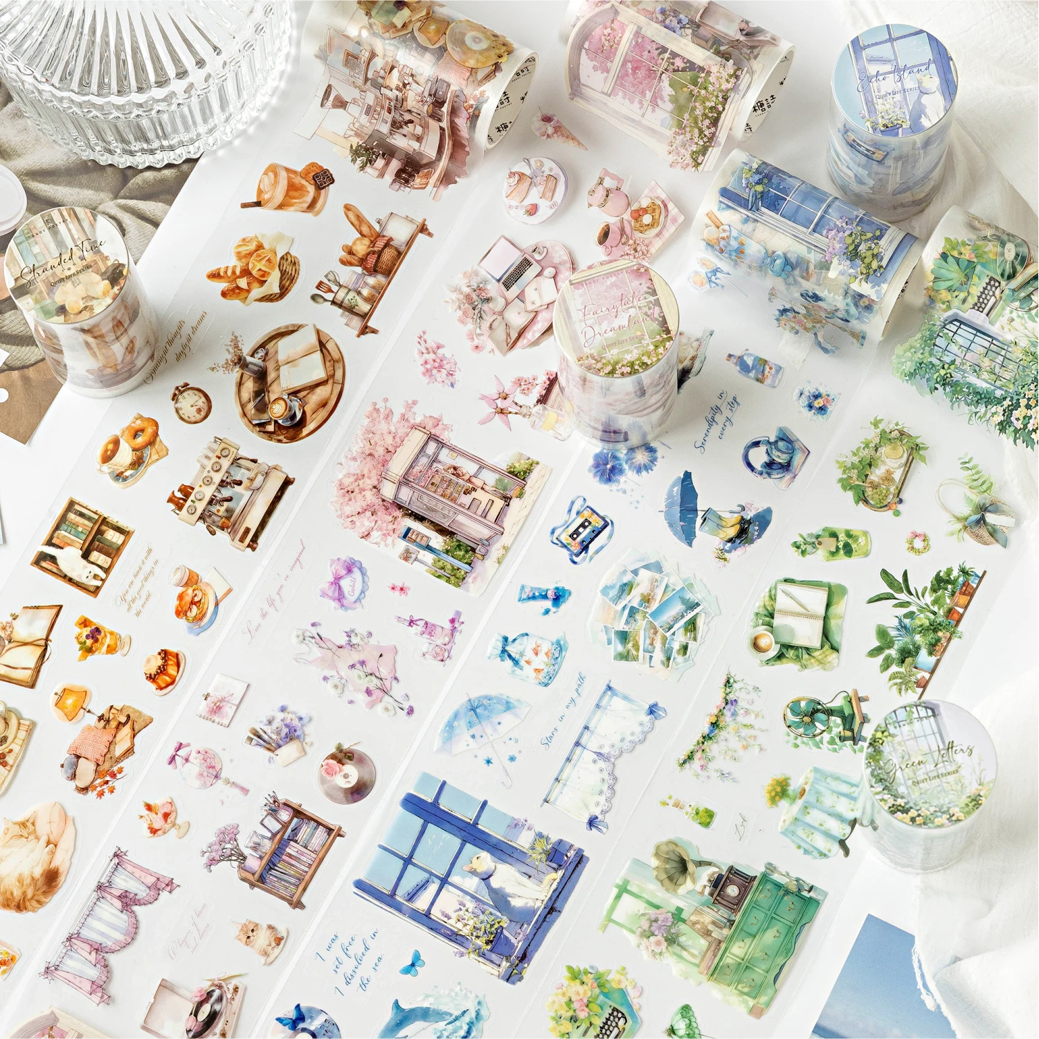 8 paquetes/lote de cinta PET decorativa retro bonita serie Quiet Life