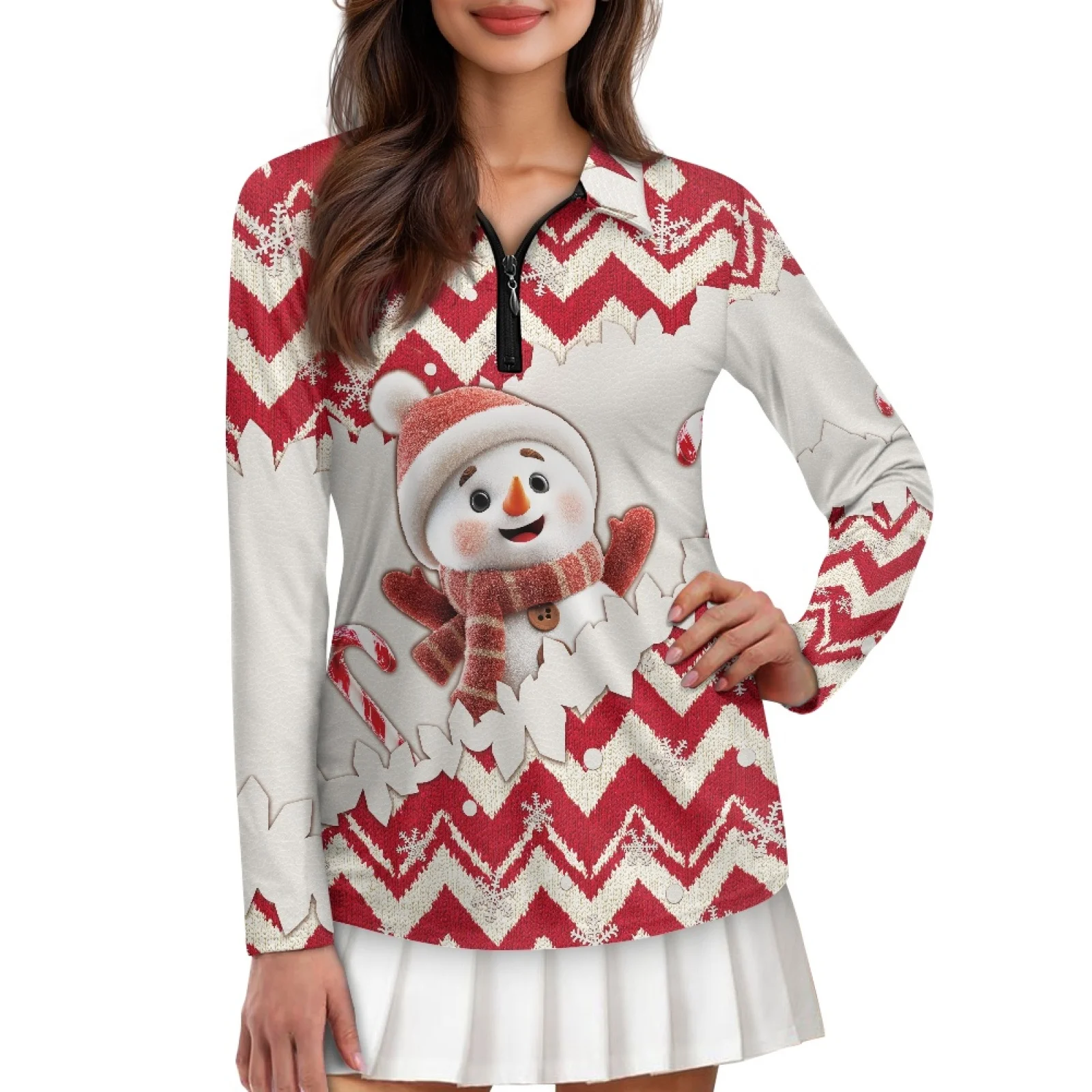 PENSTROLL Snowman Candy Womens Hiking Tennis Running Tops Hiking Running Fishing Golf Shirt for Vacation