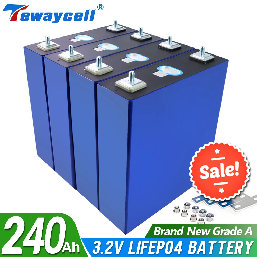 4pcs 3.2v 240Ah Lifepo4 Rechargeable Battery Lithium Iron Phosphate Solar Cell 12v 24v 36v  EU US Tax Free