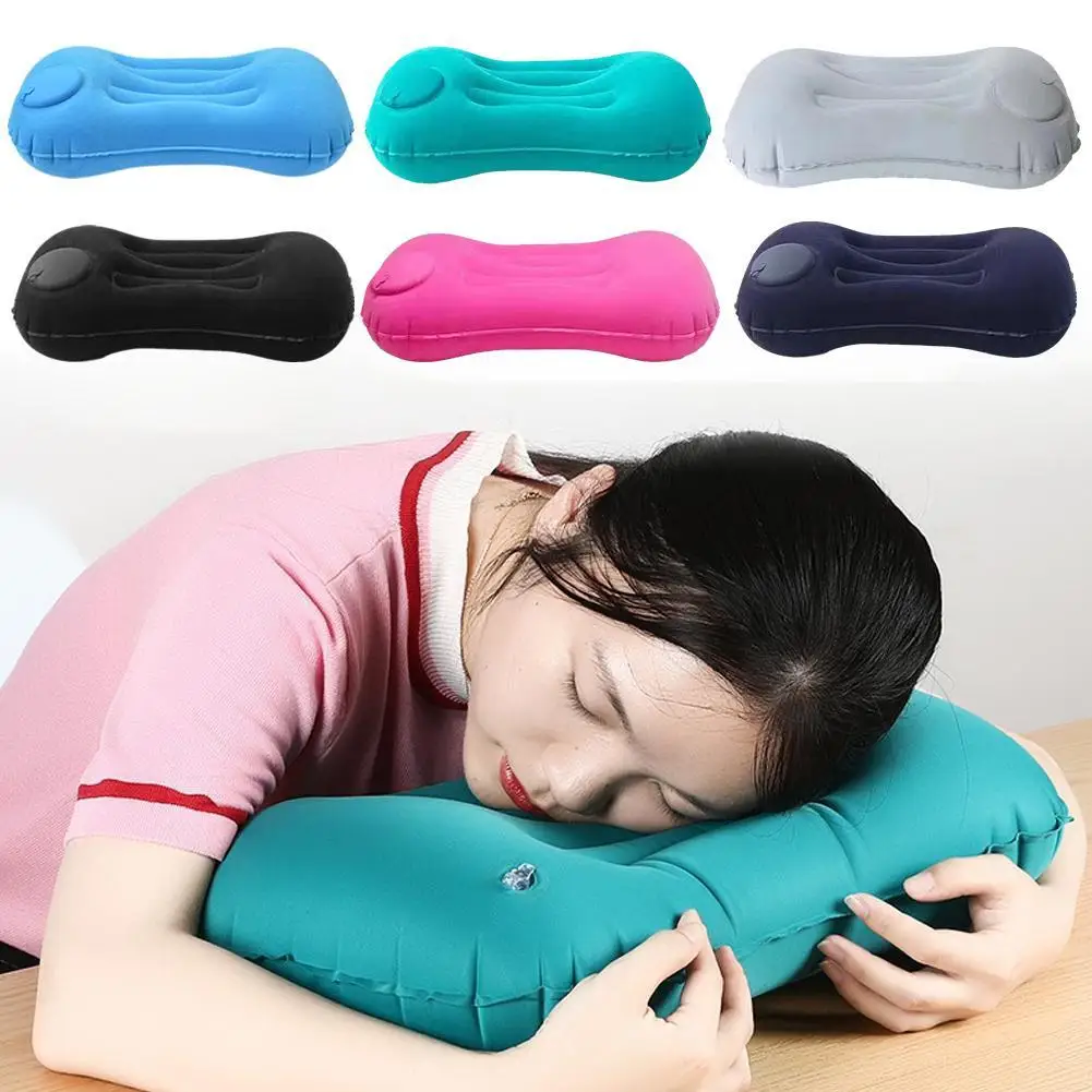 Portable Inflatable Pillow Press Type Inflatable Air U-shaped Neck Pillow Outdoor Travel Inflatable Backrest Cushion For Camping