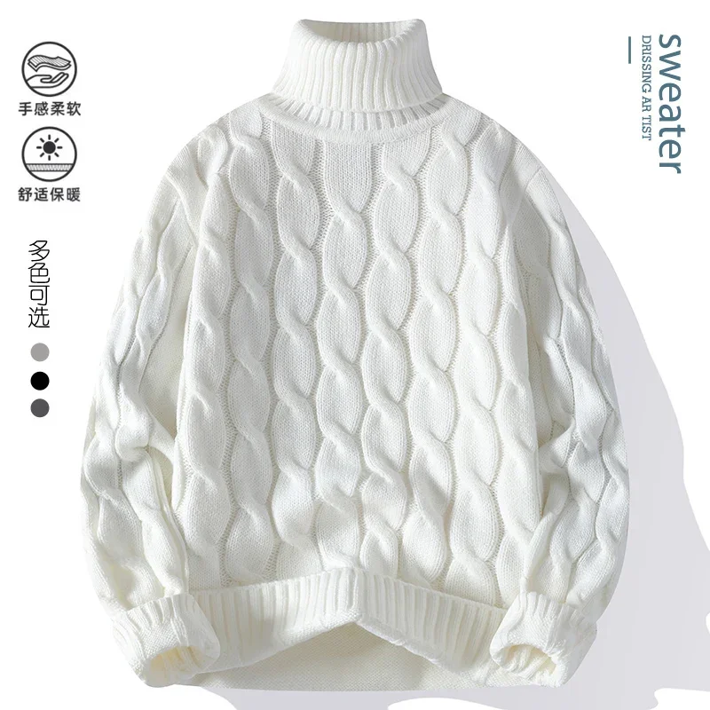 

2024 winter korean style Sweaters men warm sweater mens fashion sweaters striped patterns Men's wool pullovers male size M-4XL