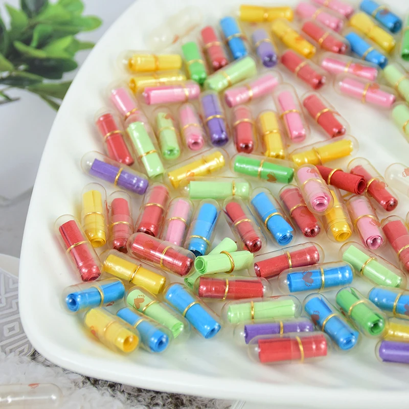 105pcs Message Capsules Mini Wish Paper Notes Transparent Love Pill With Roll Papers In Bottle Valentine's Day DIY Gift Souvenir