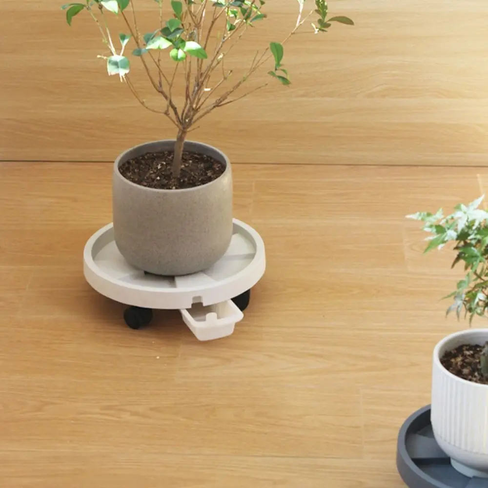أصيص زهور مستدير صينية متنقلة حامل نباتي متحرك ثابت عالي التحمل مع صينية تصريف صينية نباتات دوارة غير قابلة للانزلاق ساحة الشرفة #2