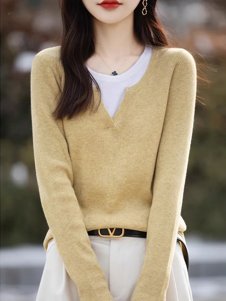 

Вязаный свитер больших размеров для женщин, осень-зима, длинный све, круглый, полосатый, цветной, для похудения, Faionable