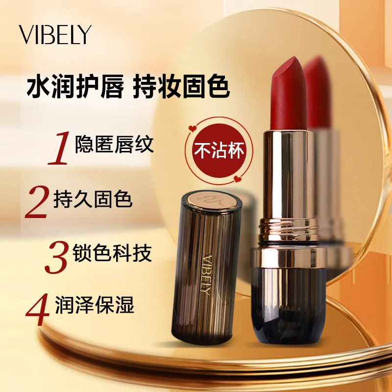 6-Farben-Matt-Lippenstift, lichtecht, antihaftbeschichtet, langlebig, Samt-Finish, glatte, matte Lippenfarbe, wasserfest, wischfest, Make-up