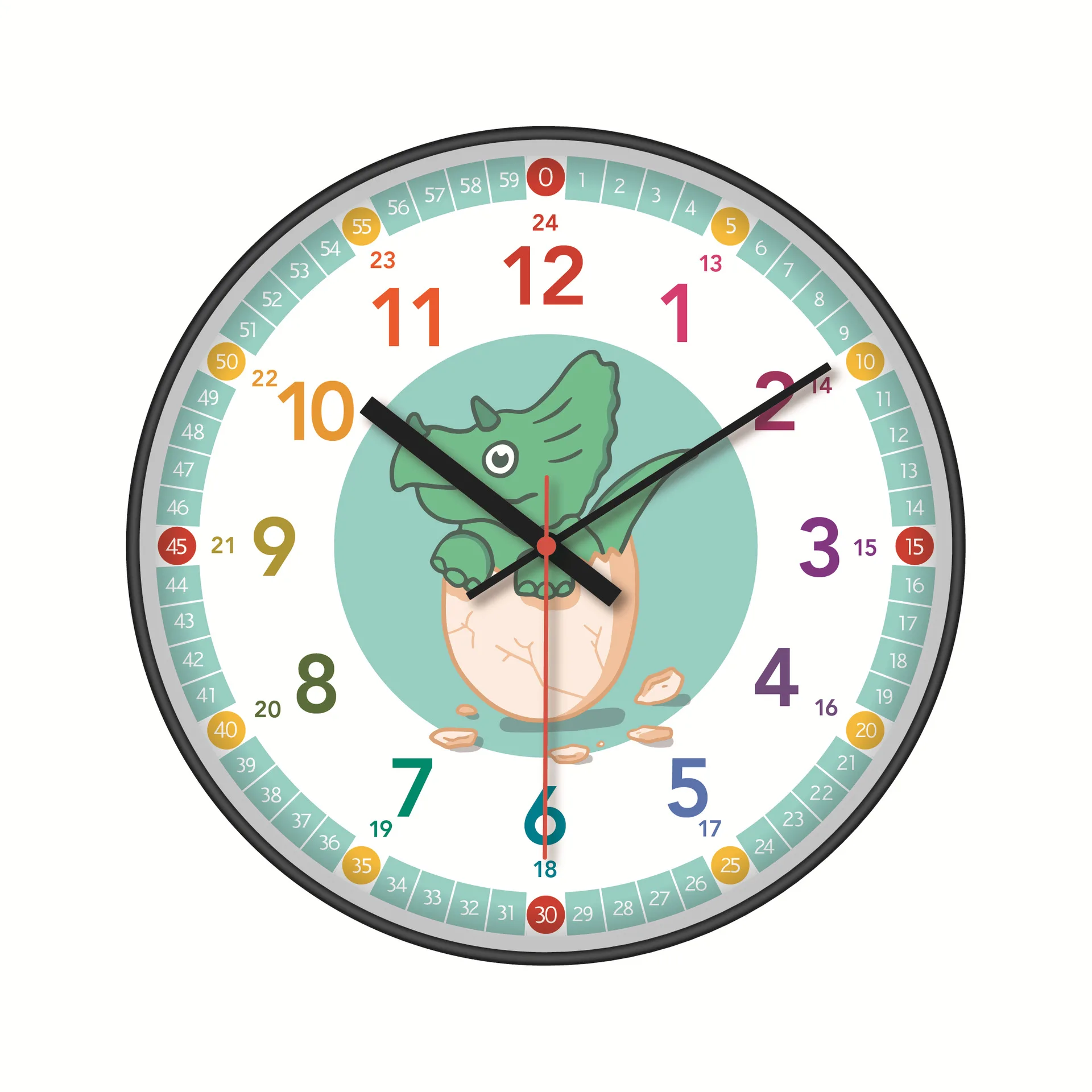 

Children's wall clock cute cartoon silent clock Living room bedroom Study Boy Girl Enlightenment wall hanging clock