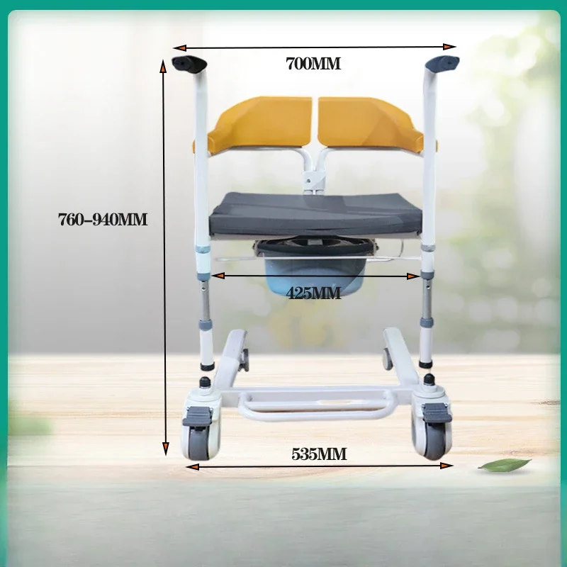 

Elderly hydraulic mobile assistive device for home care Elderly person wakes up with a multifunctional toilet chair for bathing