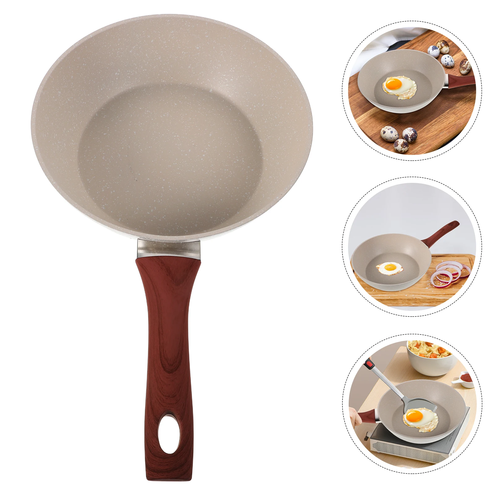 

Stone Nonstick Frying Pan Skillet Flat Bottom Egg Steak Cookware Household Kitchen Fry Pan Camping Heat Resistant