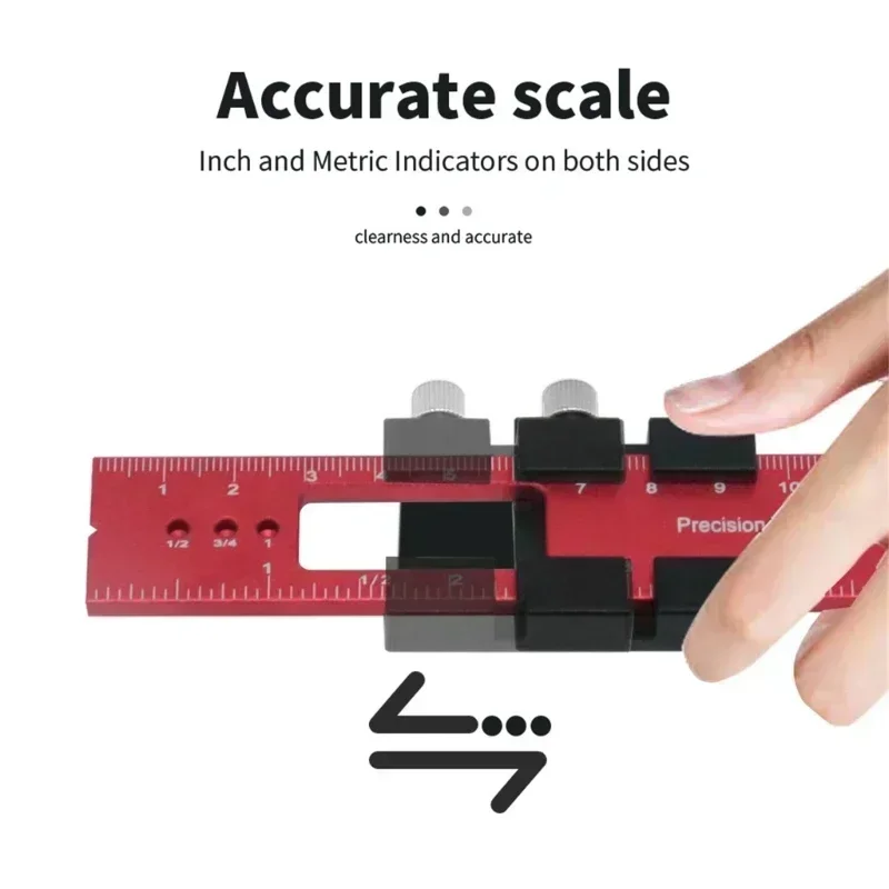 Woodworking Tools Ruler - Precision Pocket Carpenty Square T Track Ruler Inch and Metric Measuring Marking Ruler with Slide Stop