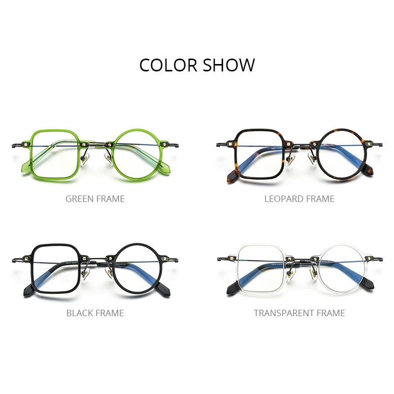 FONEX Acetate Titanium Glasses Frame Women Vintage Left Square Right Round Eyeglasses Men Spectacles Eyewear F85700