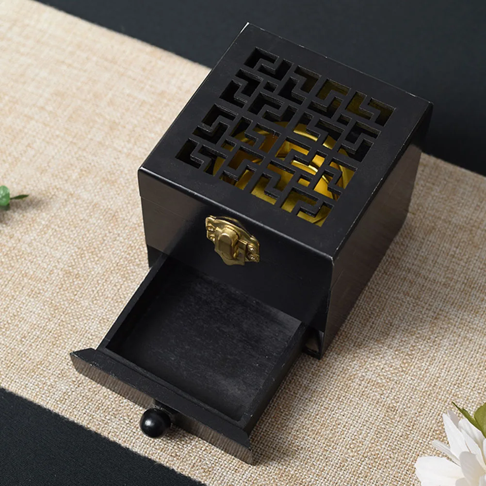 

Vintage Wooden Incense Burner Box Alloy Wood Material Fine Craftsmanship Unique Design Home Office Meditation Decoration