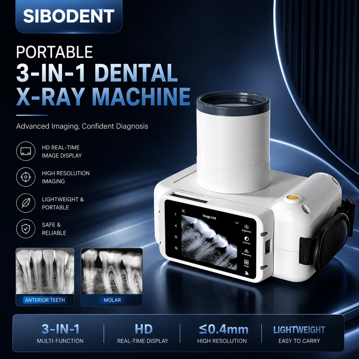 Máquina de Rayos X Dental Digital Portátil, Unidad de Rayos X Dental de Mano con Pantalla, Equipo de Rayos X Dental Portátil