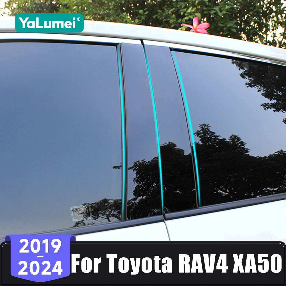 

For Toyota RAV4 XA50 RAV 4 Hybrid 2019 2020 2021 2022 2023 2024 Car Door Window B/C Pillar Center Post Trim Strip PC Stickers