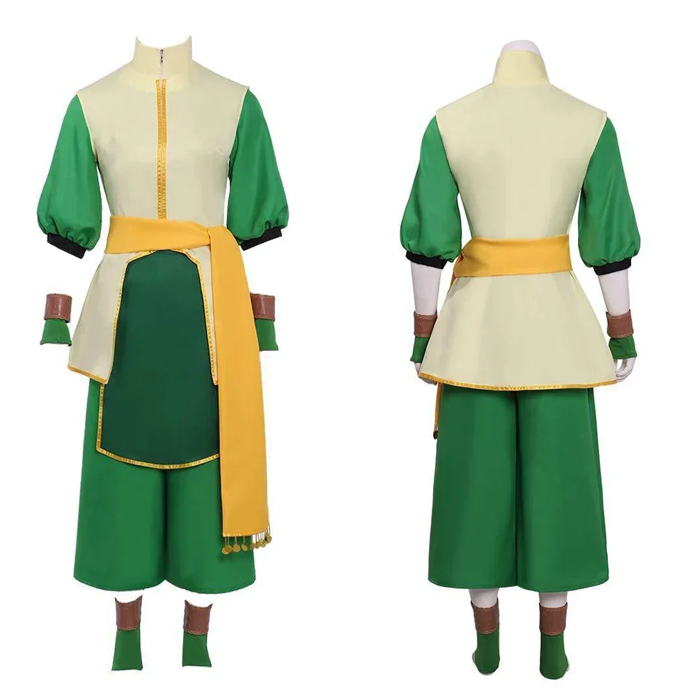 Anime Movie Avatar The Last Airbender Toph Beifong Cosplay Costume Women Fantasy Hat TOP Pants Belt Clothing Halloween Carnival - view 5