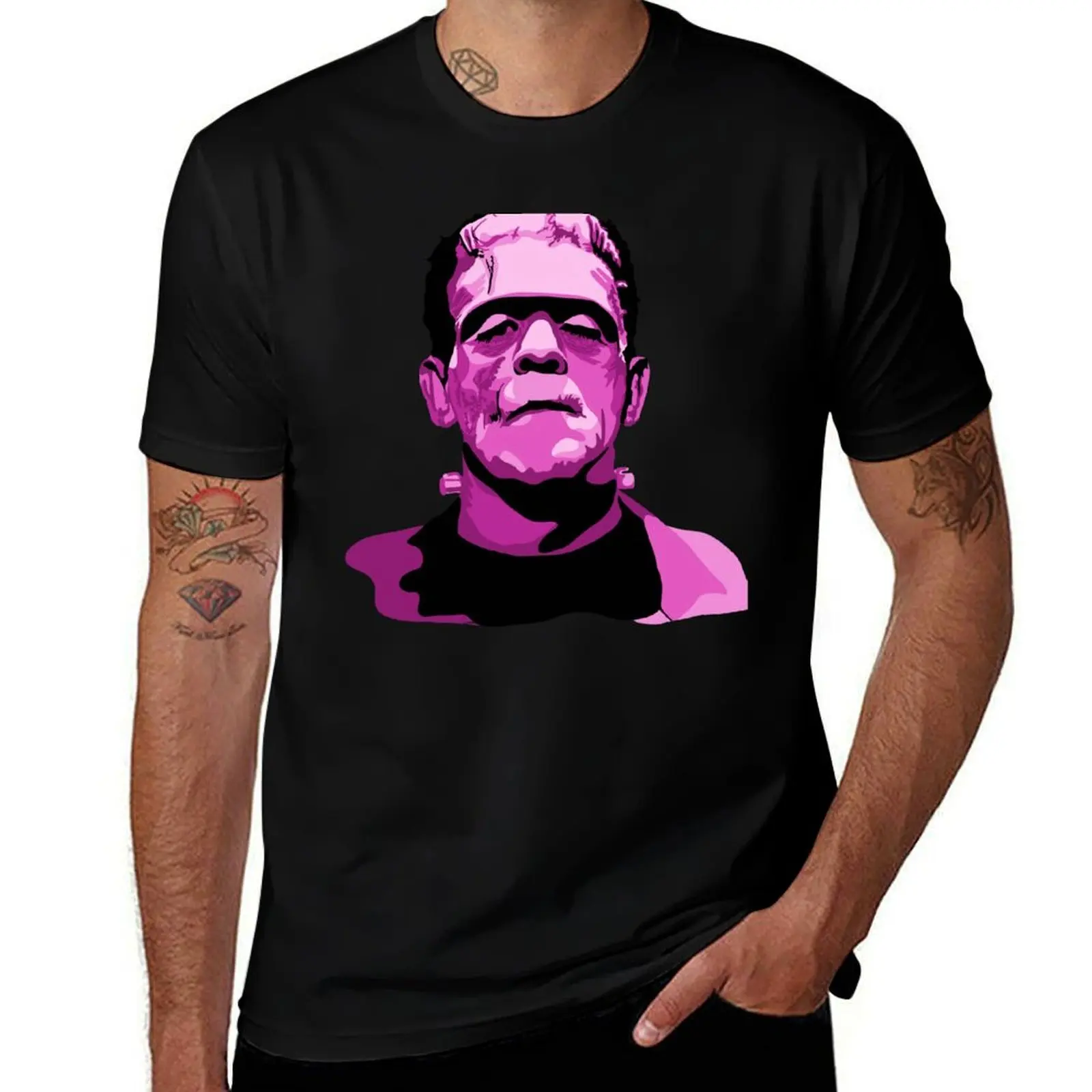 

Boris Karloff as Frankenstein's Monster Pink T-Shirt oversizeds Anime t-shirt Blouse vintage t shirts t shirt men