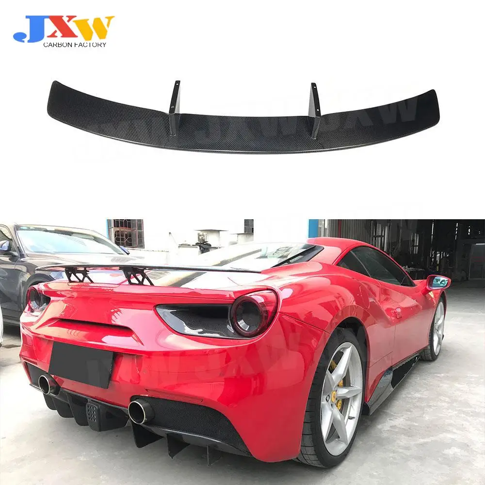 

Dry Carbon Fiber Car Rear Trunk Spoiler Rear Bumper Wing Boot Rear Lip for Ferrari 488 GTB 2015 - 2018 FRP