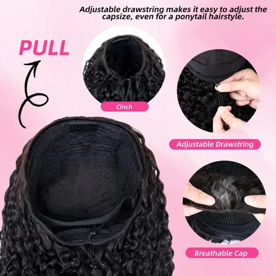 30 Inch Highlight Burmese Curly Half Wig Human Hair Wear and Go Wigs P4/27 Omber Brown to Honey Blonde 3-in-1 Machine Curly Wig For Women