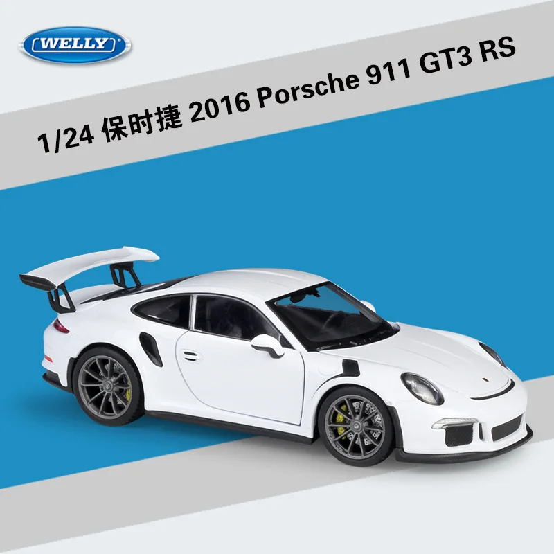 Porsche 911 GT3 RS 1:24 Welly Alloy Sports Car Model Diecast Metal Track Racing Vehicles Car Model Simulation Childrens Toy Gift