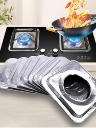 10Pcs Aluminum Foil Round Stove Burner Covers Reusable High-temperature Resistant Stove Top Protector for Clean Hygienic Kitchen