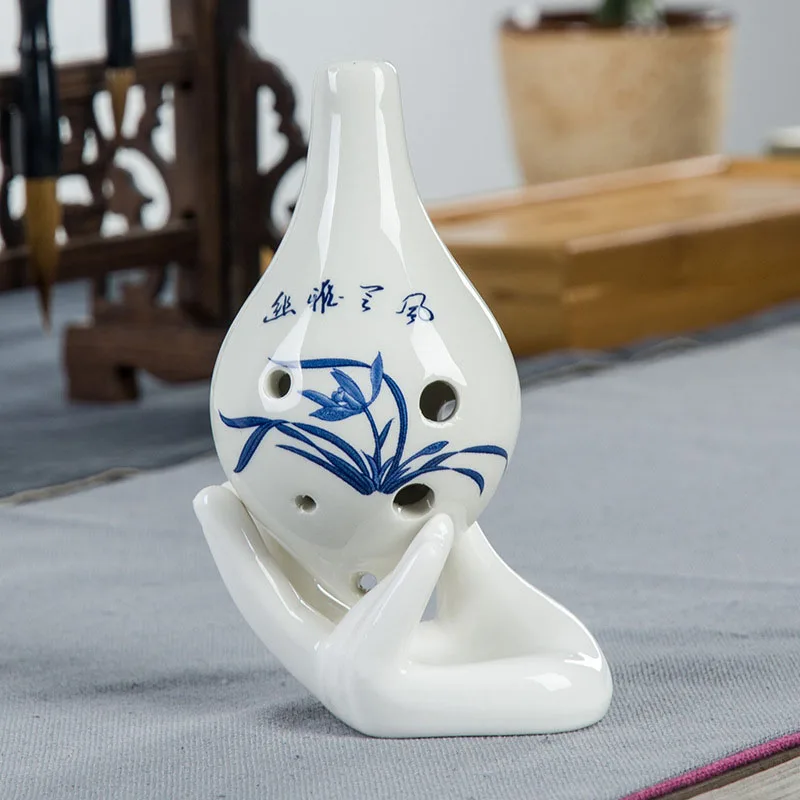 White Ocarina Collector Display Ceramic Hand Stand For Music Lovers Brand New And High Quality Practical Desk Decoration