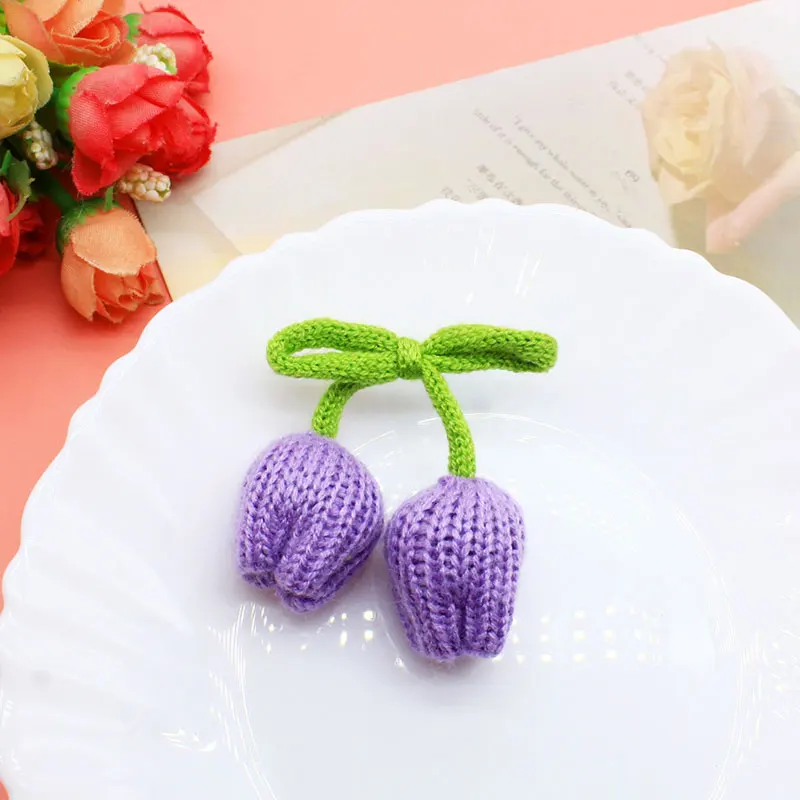 10 Stück Doppelköpfige Tulpenknospen-Blumendekoration für Röcke, Kleidung, Schultaschen, DIY-Anhänger-Zubehör – Detail 10