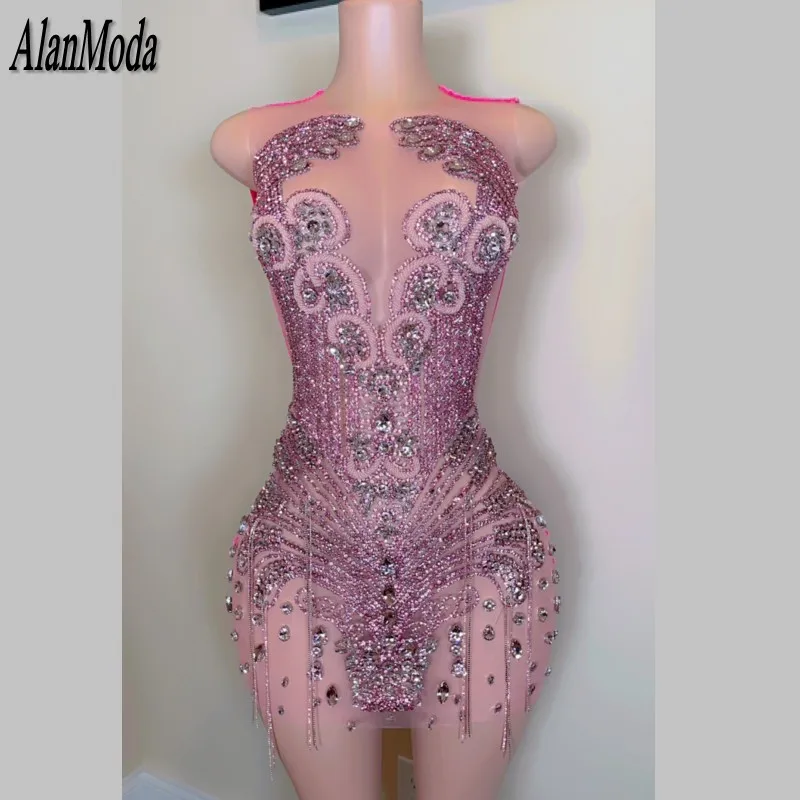 

Luxury Rhinestone Short Prom Dresses 2025 Black Girls Birthday Outfits Short Party Gowns Night Wear Vestido De Gala Customized