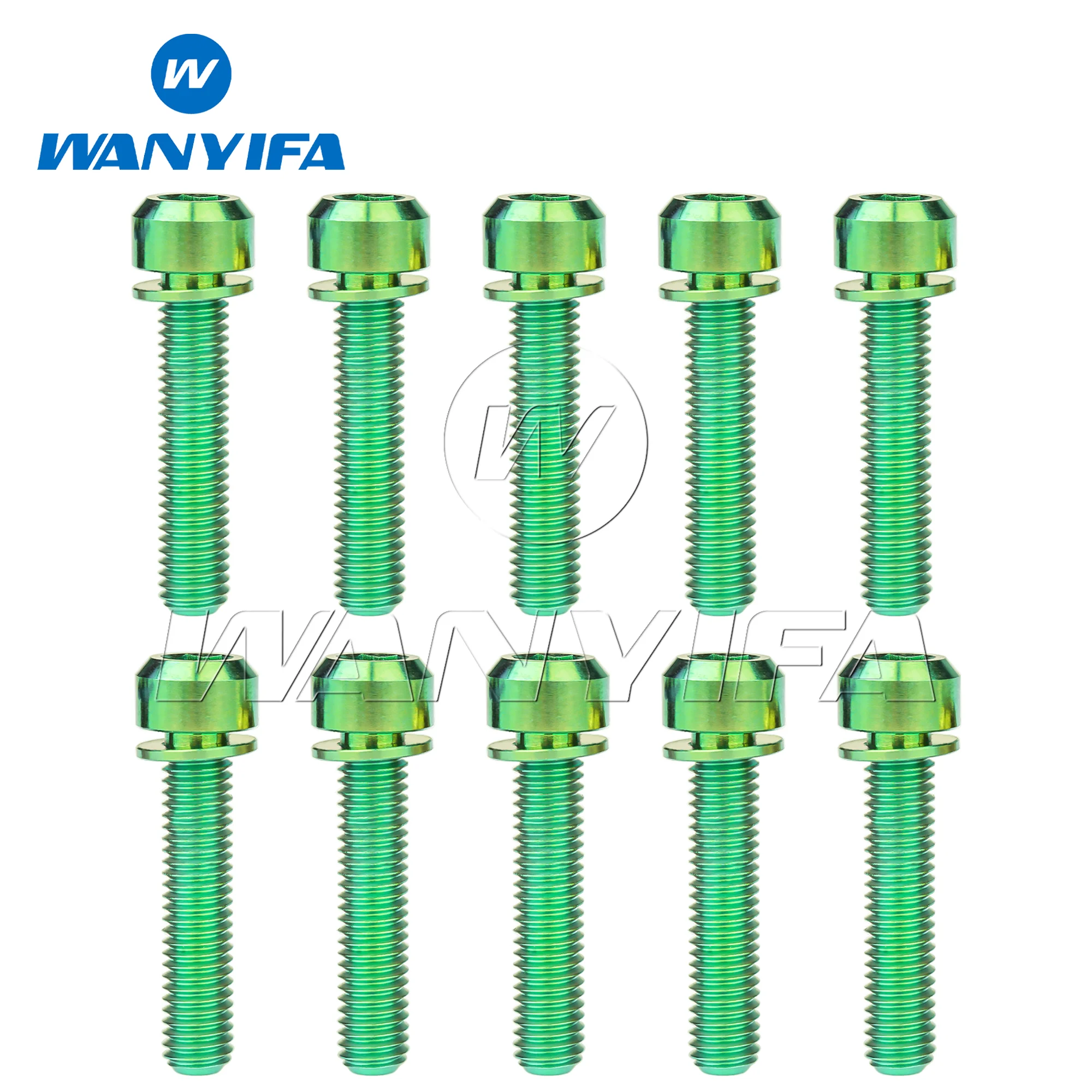 Wanyifa Grade 5 Titanium Alloy Bolts M6x16/18/20/25/30/35mm Countersunk Head Bolts with Washers, Suitable for Bicycle Handlebars