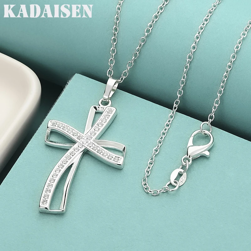 

Серебряное колье 925 пробы с циркониевым кулоном-крестом (18 дюймов) для женщин, модное украшение для свадьбы и вечеринок