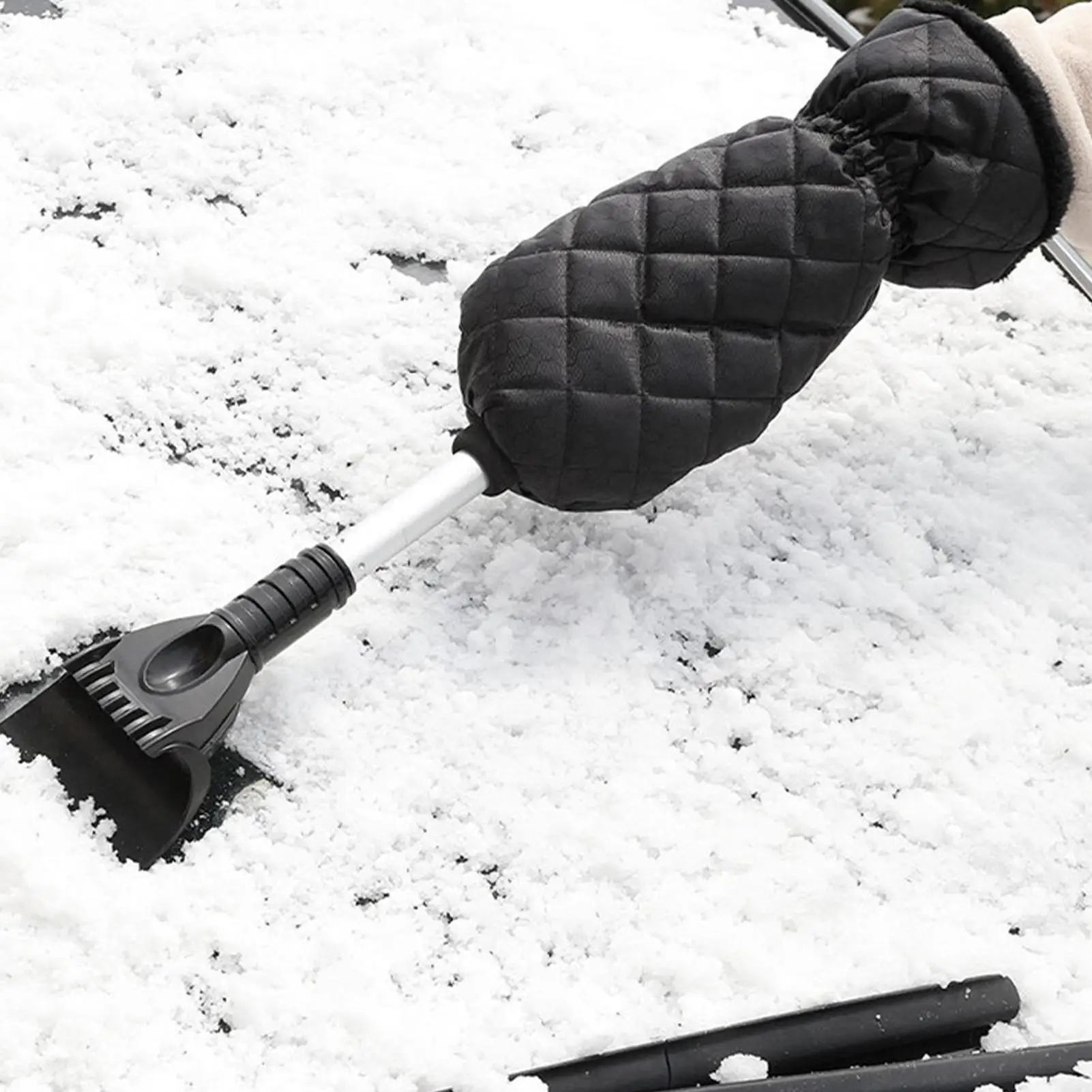 

Скребок для льда для автомобиля Выдвижной снежный инструмент Эргономичный скребок для окон с флисовой перчаткой для удаления мороза Автомобильный грузовик внедорожник RV