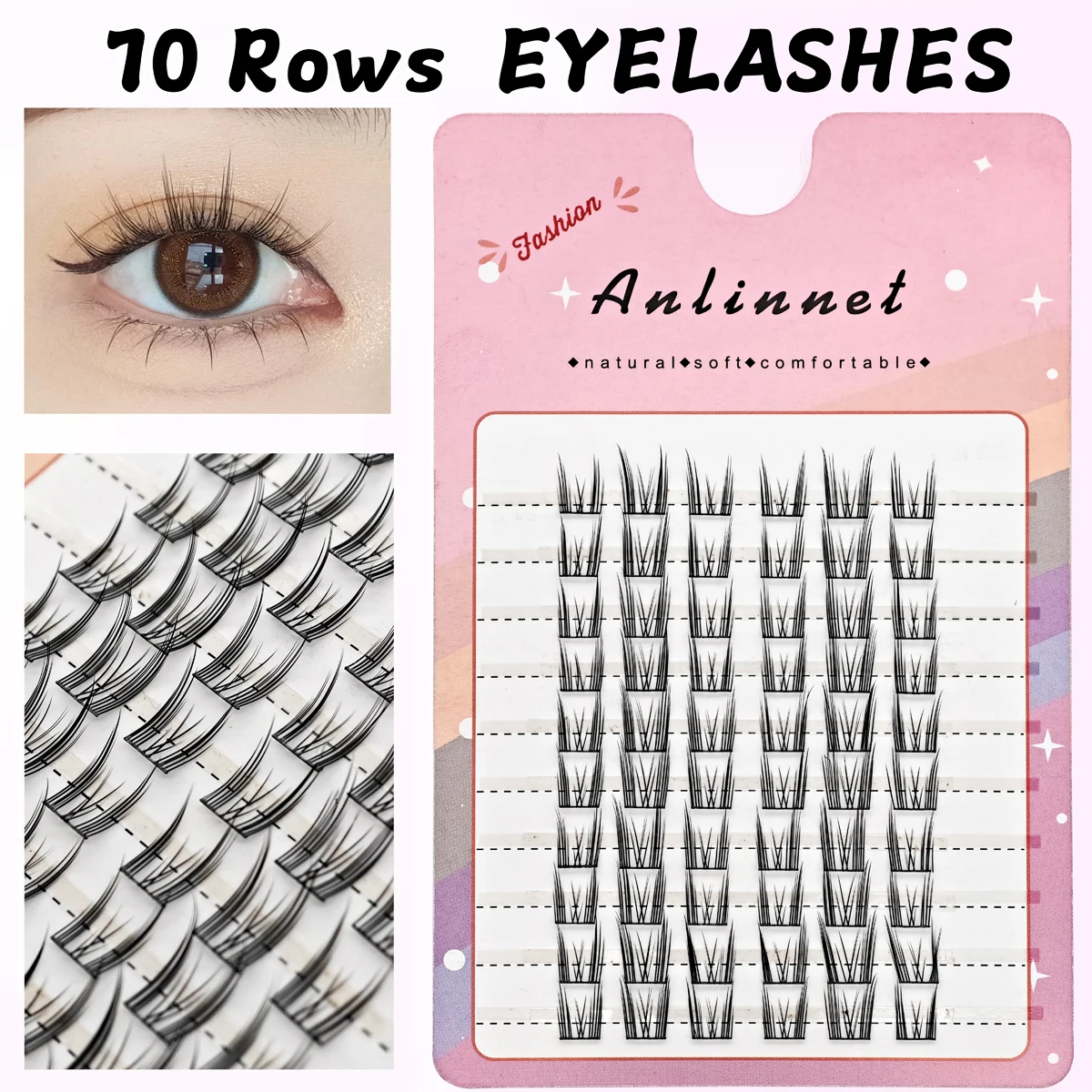 

10 Rows Handmade Grafting Manga Lash Clusters Large capacity Natural Look Individual False Eyelashes cosplay Eyelash Extension