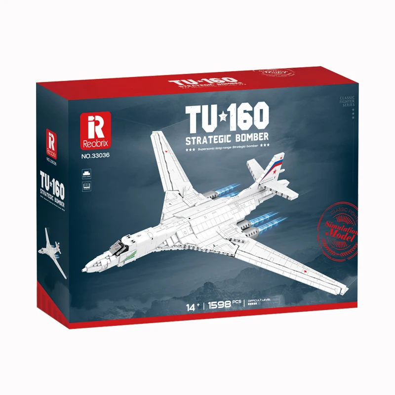 

IN STOCK 1:75 Military Bomber Tu 160 Building Blocks Model MOC Creativity Airplane Bricks Toys for Children Christmas Gift Set