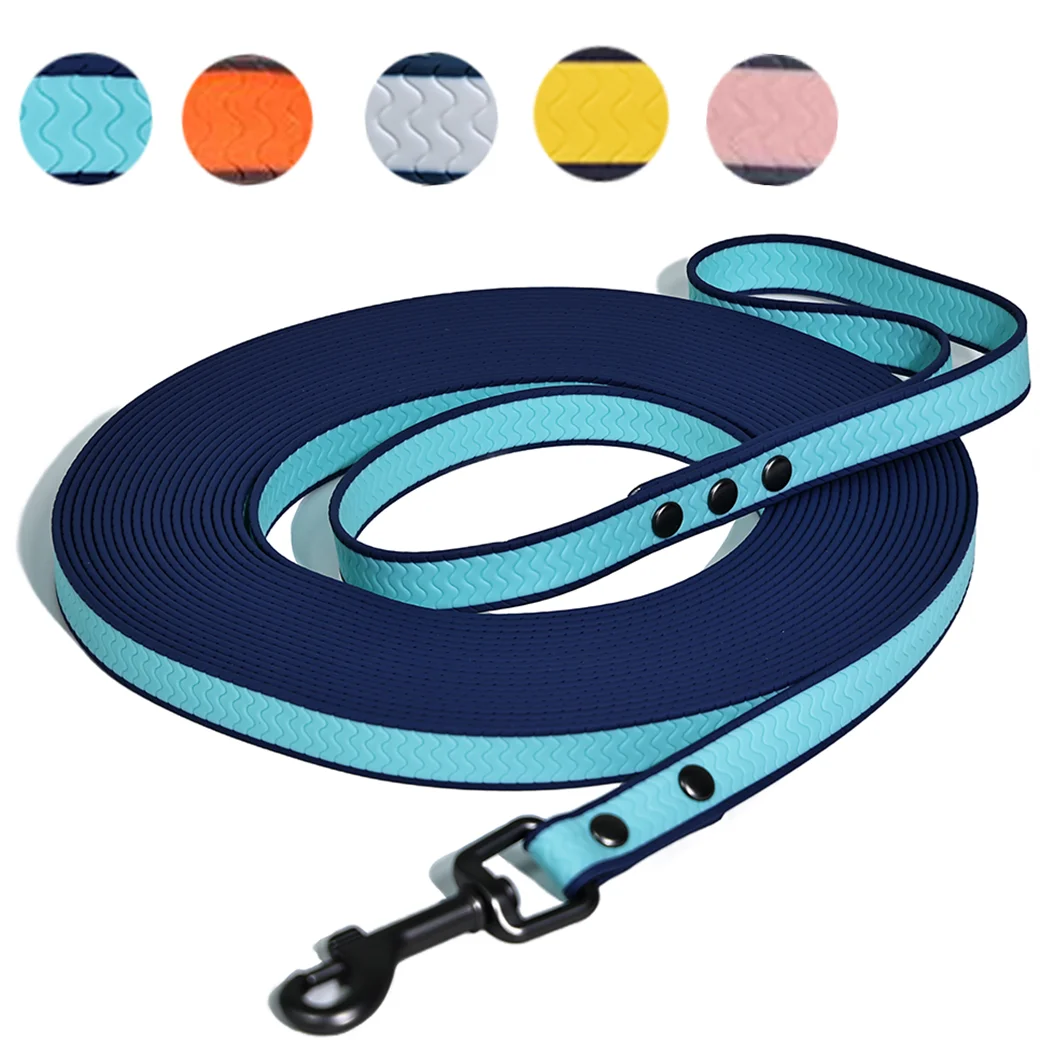 2 mm dicke, gewellte, rutschfeste PVC-Hundetrainingsleine, wasserdicht, lange Führleine, 5 m/10 m/15 m, 1,5 cm breit, für kleine und mittelgroße Hunde – Detail 1