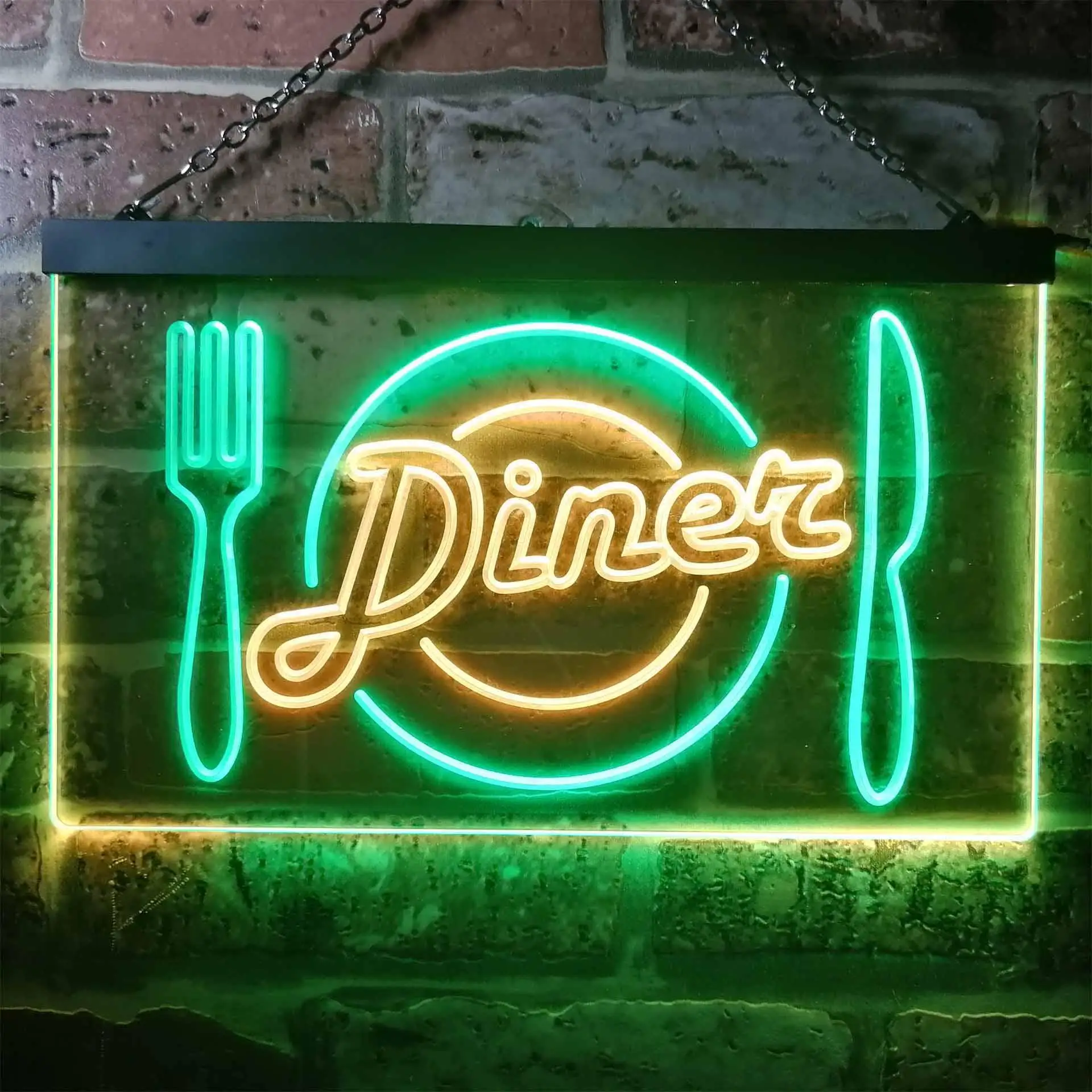 

Diner. with set Table Dual Color Led Neon Sign st6-i3240