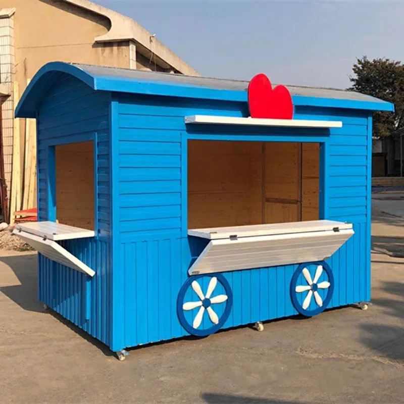 Anti-corrosive wood kiosk mobile stall wooden house outdoor ticket hall scenic spot security kiosk amusement park cartoon vendin