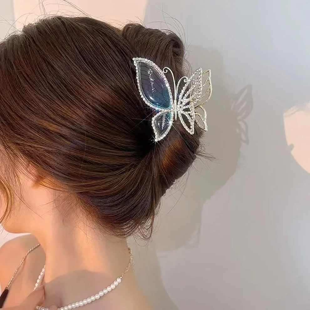 Molans Simulation Butterfly Hair Clip for Women Fashion Rhinestone Metal Hair Claw Barrettes Hairpin Hair Accessories Headwear