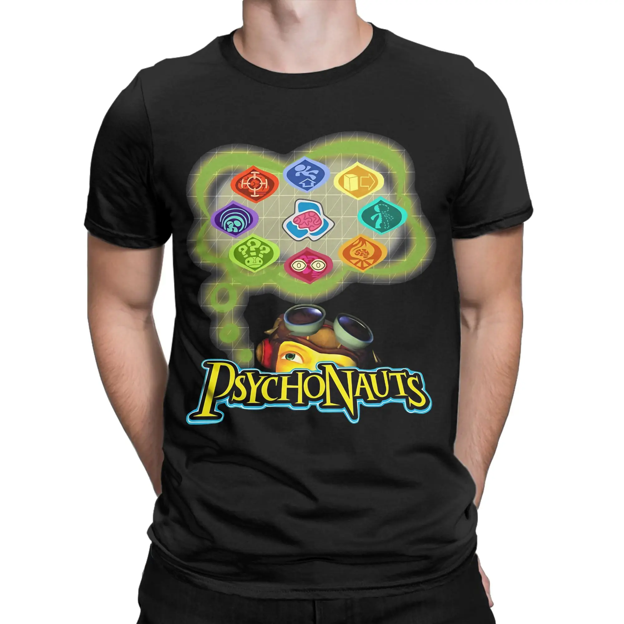 P-Psychonauts Merit Badge Bubble Novelty T-shirt 100% coton pour hommes