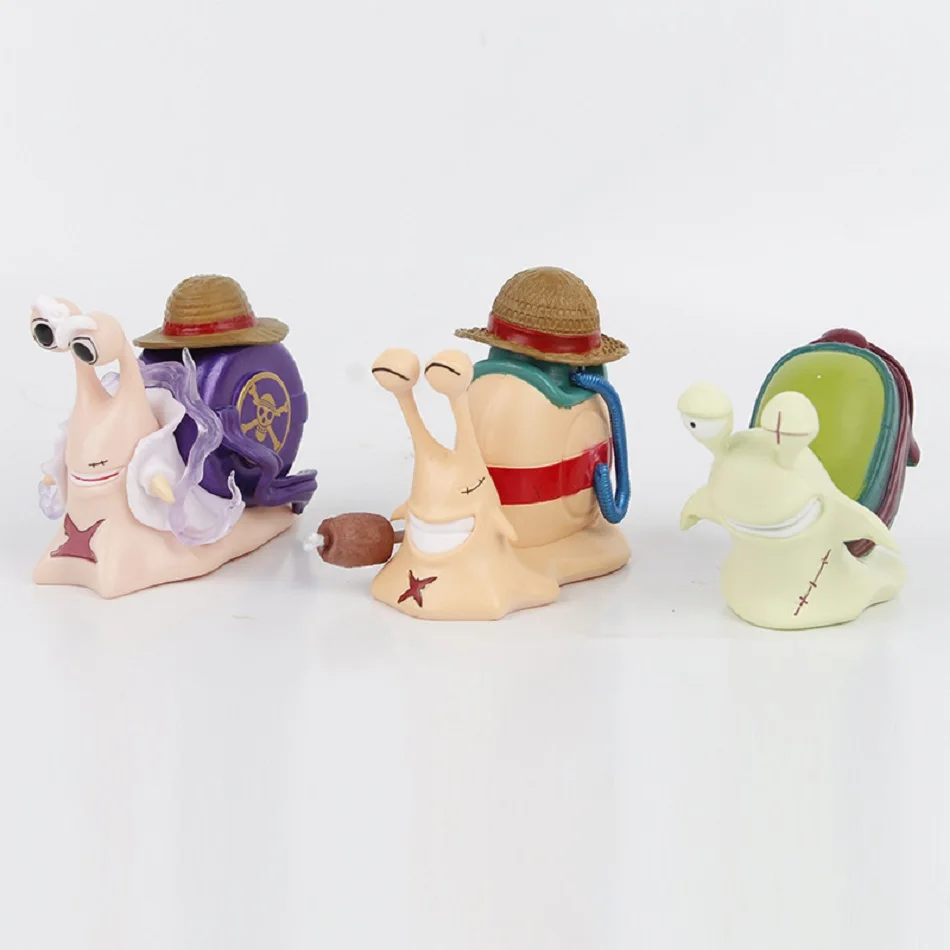 9 pçs anime uma peça comum caracol figura luffy chopper ace roronoa zoro telefone bug brinquedo modelo ornamentos crianças presentes de natal