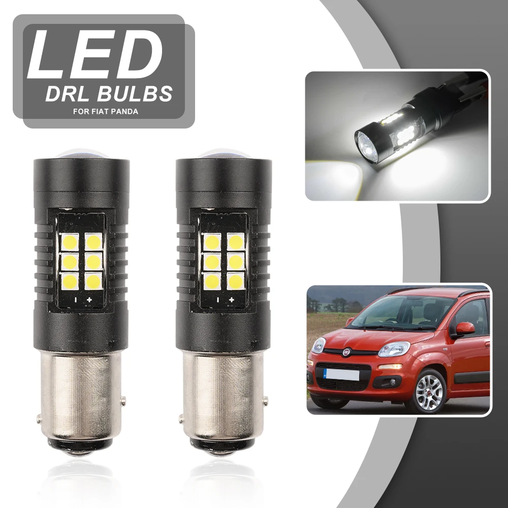 2x Canbus LED DRL Daytime Running Light Bulbs For Fiat Panda MK3 312 2012-2022 P21/5W BAY15D 1157 Auto Parking Daylights