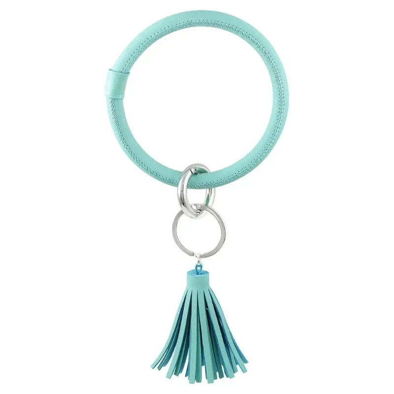 Sensible Solutions Women's Turquoise Faux Leather Tassel Bangle Key Chain.