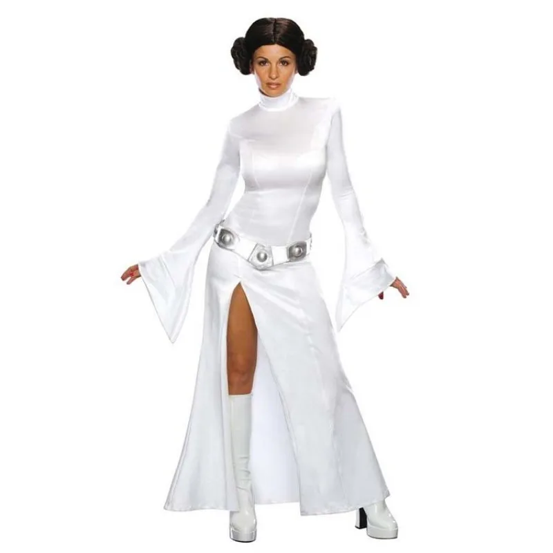 

SW Leia Princess White Long Sleeve Dress Cosplay Costume Halloween Masquerade Dress Up Carnival Party Outfits for Women