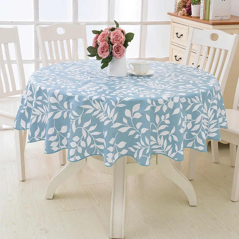 Pastoral Style Floral Pattern PVC Round Table Cloth Oil-proof Waterproof Plastic Tablecloth Home Dining Table Cover