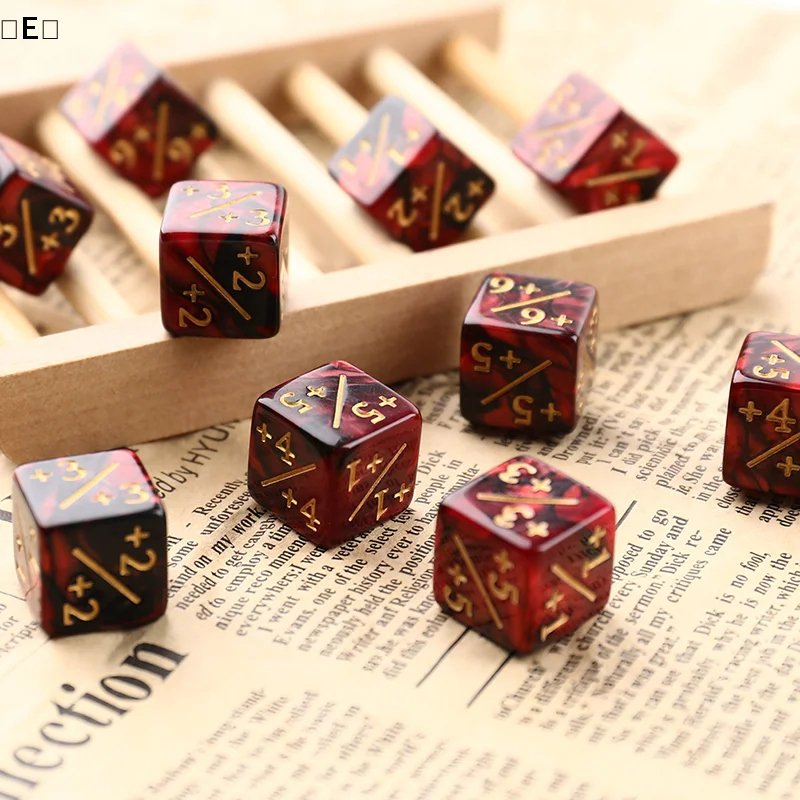 〔E〕10Pcs 16mm 6 Side Dice Counters +1/-1 Dice Kids Toy Counting Dice For MTG, Card Gaming,Token & Loyalty Dice〔Winter5〕
