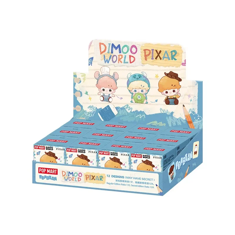POPMART POP BEAN DIMOO WORLD PIXAR Series Mini Boneco Caixa Surpresa Decoração de Mesa Brinquedos Colecionáveis Figura de Anime Fofa