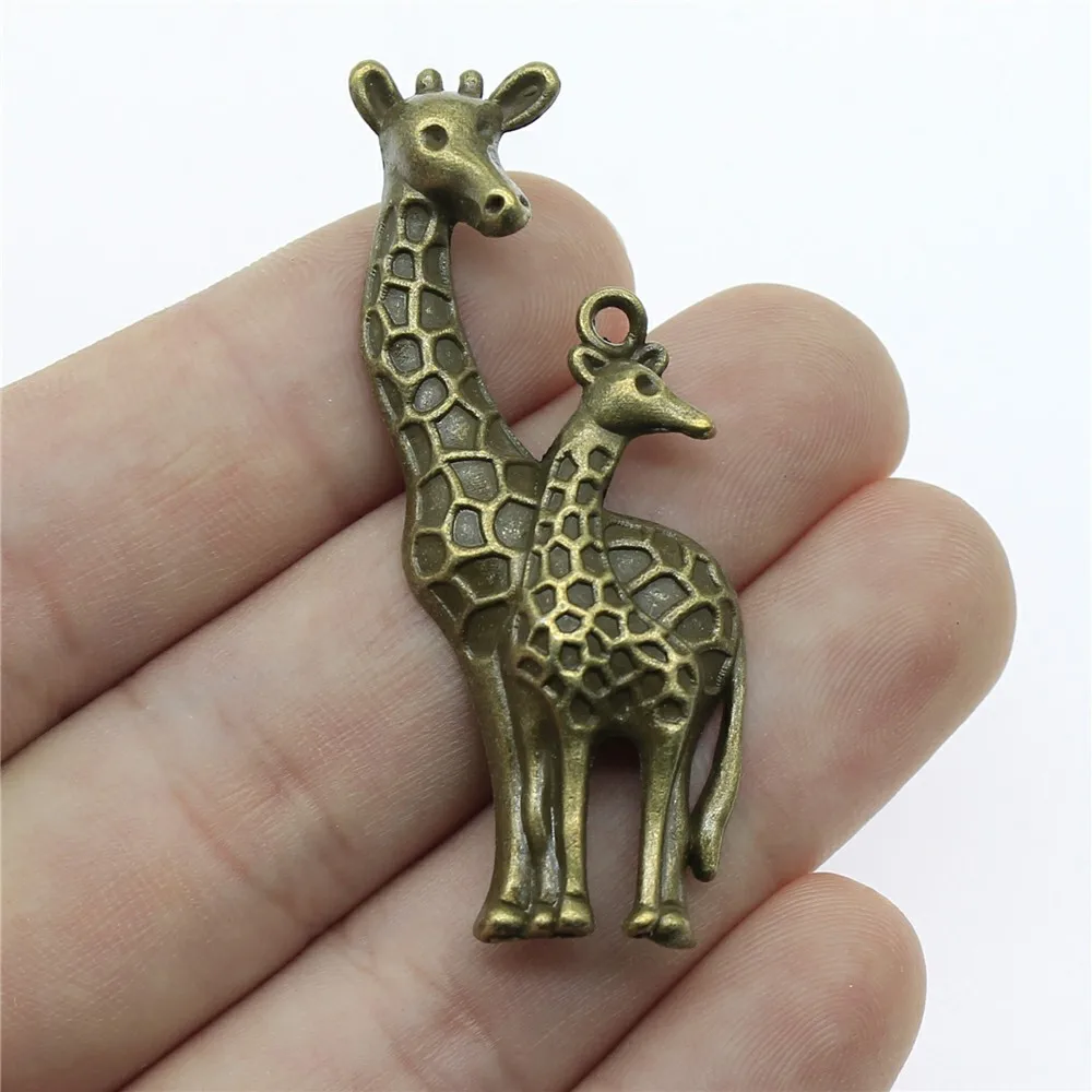 WYSIWYG 4pcs 54x22mm Charms Giraffe Deer Antique Making Pendant Vintage DIY Handmade Jewelry