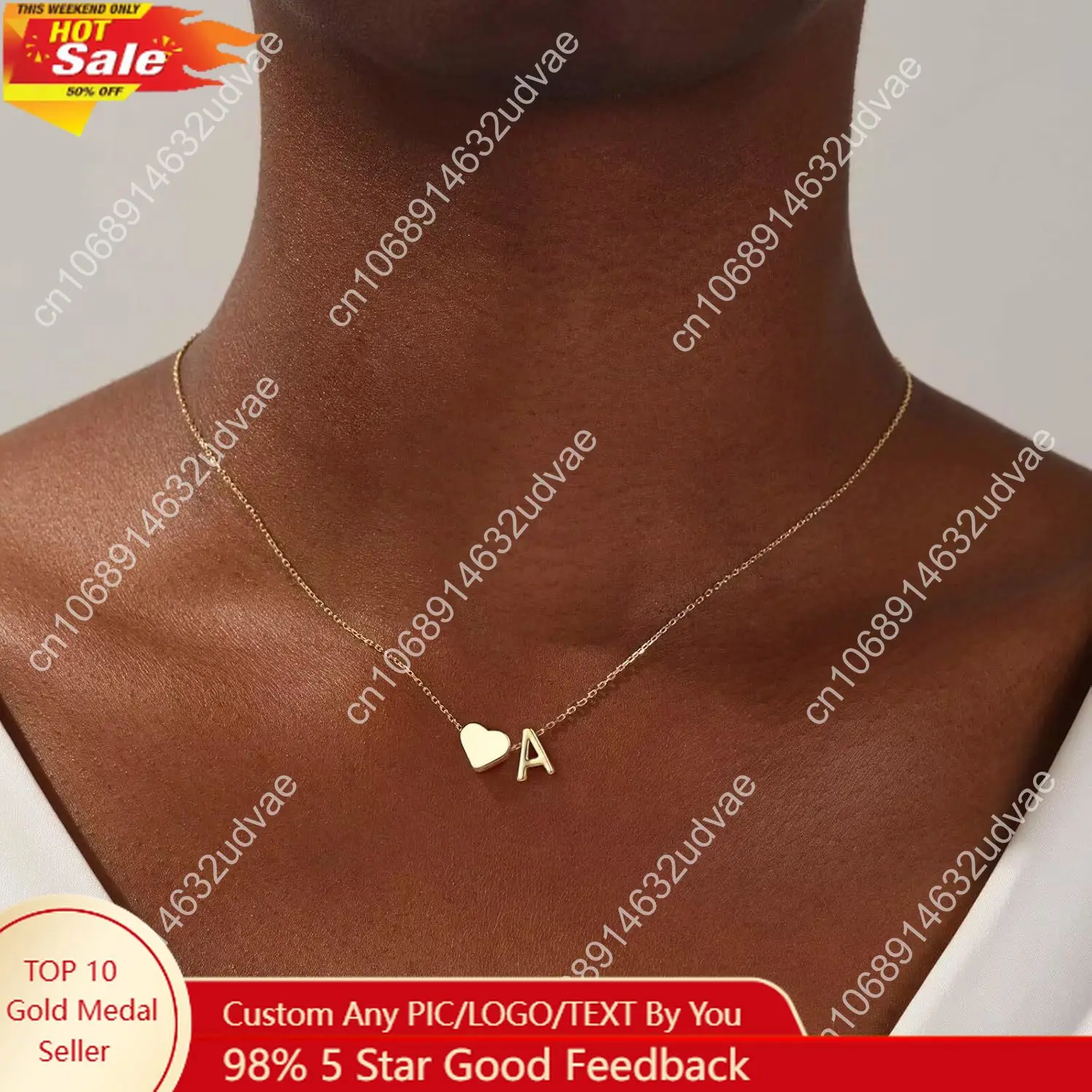 

Turandoss Gold/Silver Heart Initial Necklace for Women Teen Girls - 18K Gold Plated Letter A-Z Pendant Necklace Dainty Heart Nec
